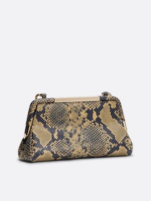 braun th x festive crossbody-ledertasche mit print für damen - tommy hilfiger