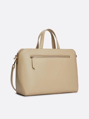 sac de travail heritage à monogramme th beige pour femmes tommy hilfiger