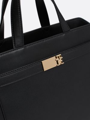 borsa da lavoro heritage con monogramma th nero da donne tommy hilfiger