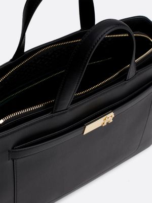 borsa da lavoro heritage con monogramma th nero da donne tommy hilfiger