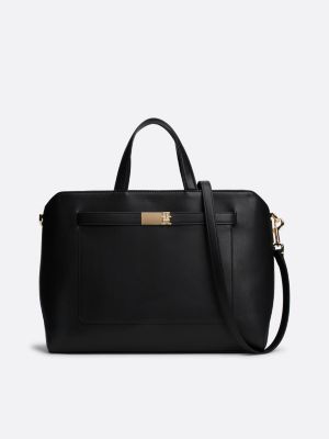 borsa da lavoro heritage con monogramma th black da donne tommy hilfiger