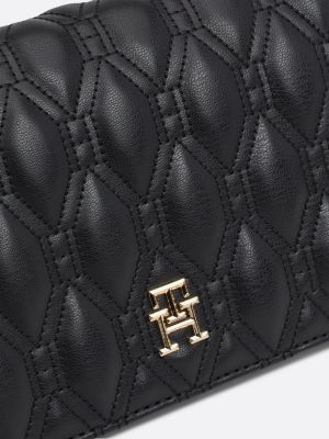 borsa a tracolla trapuntata con monogramma th nero da donne tommy hilfiger