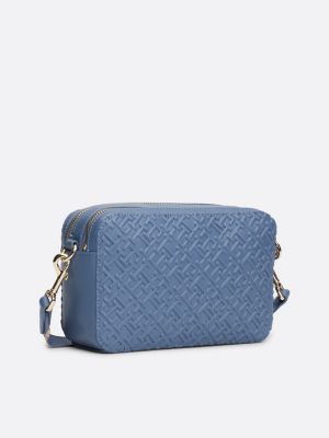 camera bag con monogrammi th in rilievo blu da donne tommy hilfiger