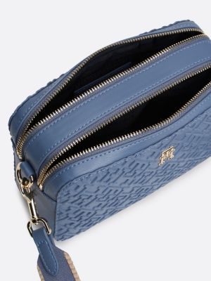 camera bag con monogrammi th in rilievo blu da donne tommy hilfiger