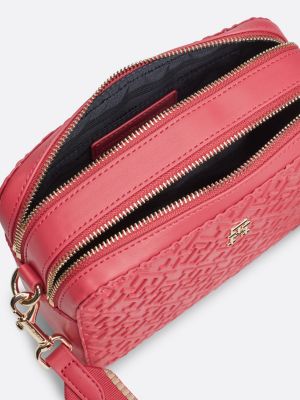 camera bag con monogrammi th in rilievo rosso da donne tommy hilfiger