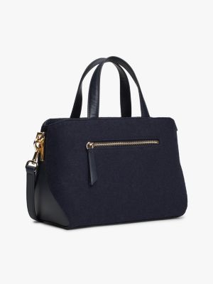 satchel heritage in misto lana blu da donne tommy hilfiger