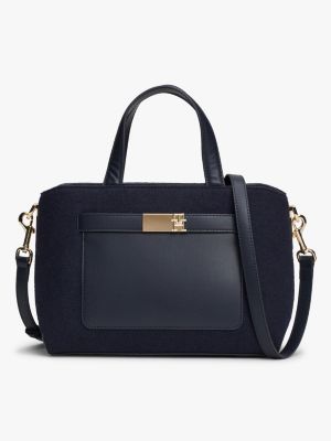 satchel heritage in misto lana blue da donne tommy hilfiger