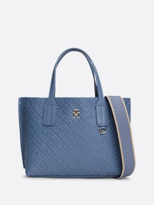 Shopper met TH monogram in relief Blauw Tommy Hilfiger