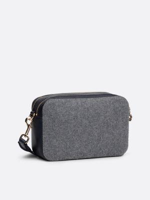 grey th monogram wool blend camera bag for women tommy hilfiger