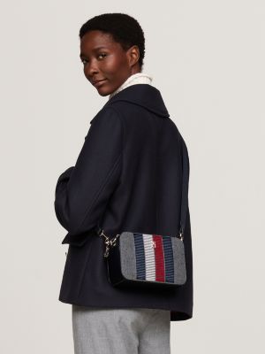 grey th monogram wool blend camera bag for women tommy hilfiger