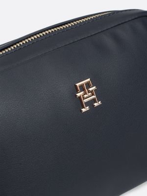 blauw cameratas met metalen th-monogram voor dames - tommy hilfiger