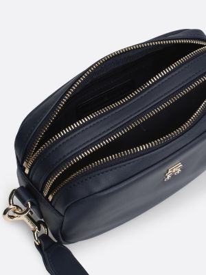 blauw cameratas met metalen th-monogram voor dames - tommy hilfiger