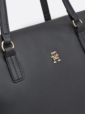 borsa tote con placchetta a monogramma th nero da donne tommy hilfiger