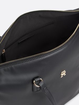 borsa tote con placchetta a monogramma th nero da donne tommy hilfiger