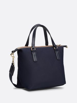 borsa tote con zip iconica blu da donne tommy hilfiger