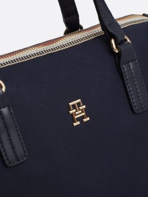 borsa tote con zip iconica blu da donne tommy hilfiger