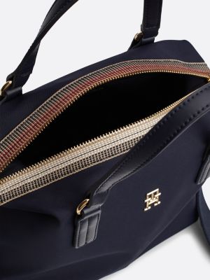 borsa tote con zip iconica blu da donne tommy hilfiger