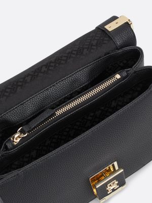 borsa a tracolla con monogramma th nero da donne tommy hilfiger