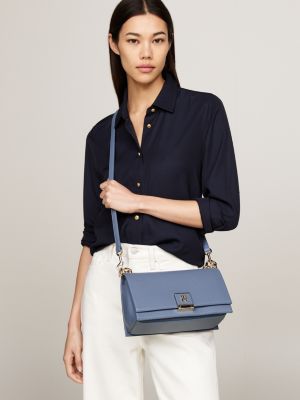 borsa a tracolla con monogramma th blu da donne tommy hilfiger