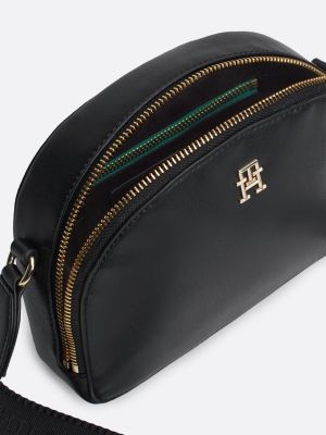 black th monogram half moon crossover bag for women tommy hilfiger