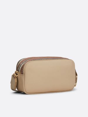 beige signature zip camera bag for women tommy hilfiger