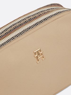 beige signature zip camera bag for women tommy hilfiger