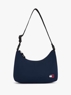 blue essential repeat logo shoulder bag for women tommy jeans