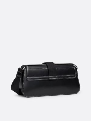 black utility flap crossover bag for women tommy jeans
