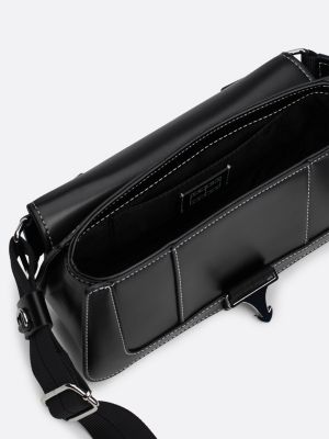 black utility flap crossover bag for women tommy jeans