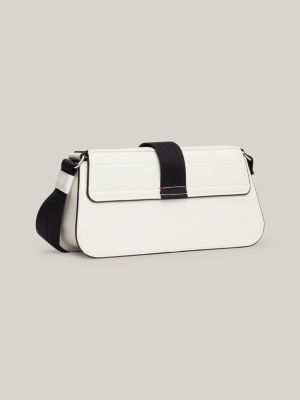 weiß crossbody-tasche mit klappverschluss für damen - tommy jeans