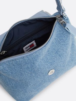 borsa exclusive in denim con placchetta origin blu da donne tommy jeans