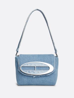 borsa exclusive in denim con placchetta origin blue da donne tommy jeans