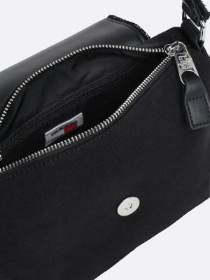 black exclusive origin plaque denim shoulder bag for women tommy jeans