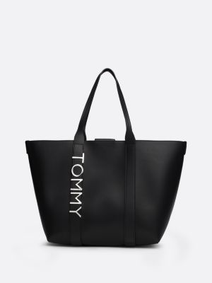 borsa tote city con logo in metallo black da donne tommy jeans