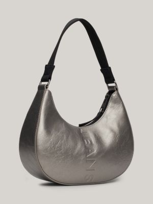 borsa city con finitura metallizzata grigio da donne tommy jeans