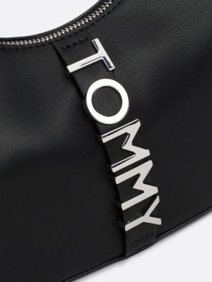 borsa city con logo in metallo nero da donne tommy jeans