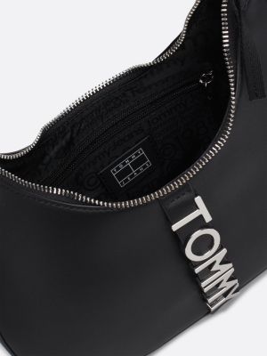 borsa city con logo in metallo nero da donne tommy jeans