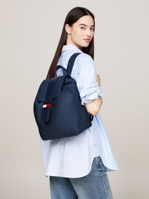 blue stardust logo flap backpack for women tommy jeans