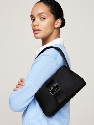 black logo shoulder bag for women tommy jeans