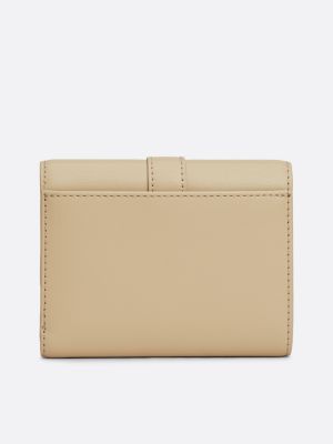 beige heritage th monogram flap wallet for women tommy hilfiger