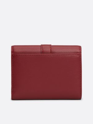 red heritage th monogram flap wallet for women tommy hilfiger