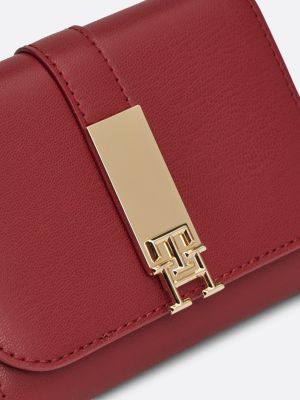 red heritage th monogram flap wallet for women tommy hilfiger