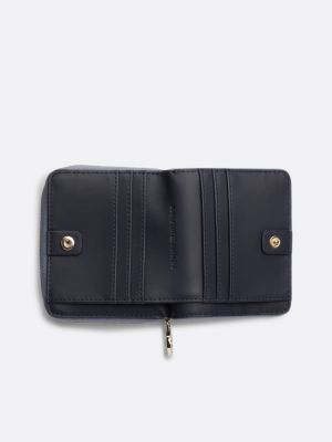 blue embossed zip-around wallet for women tommy hilfiger