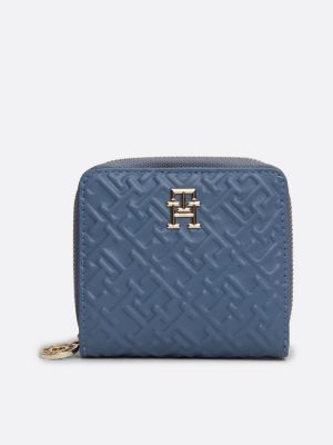 portafogli con zip e finitura in rilievo blue da donne tommy hilfiger