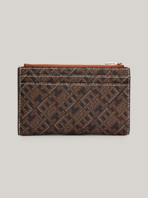 bruin th monoplay slim bifold portemonnee voor dames - tommy hilfiger