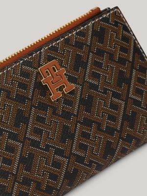 bruin th monoplay slim bifold portemonnee voor dames - tommy hilfiger