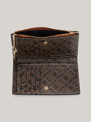 bruin th monoplay slim bifold portemonnee voor dames - tommy hilfiger