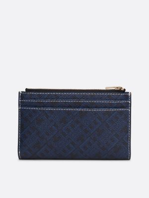 blauw th monoplay slim bifold portemonnee voor dames - tommy hilfiger