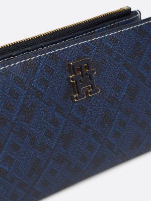 blauw th monoplay slim bifold portemonnee voor dames - tommy hilfiger