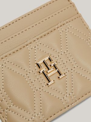 beige th monogram credit card holder for women tommy hilfiger